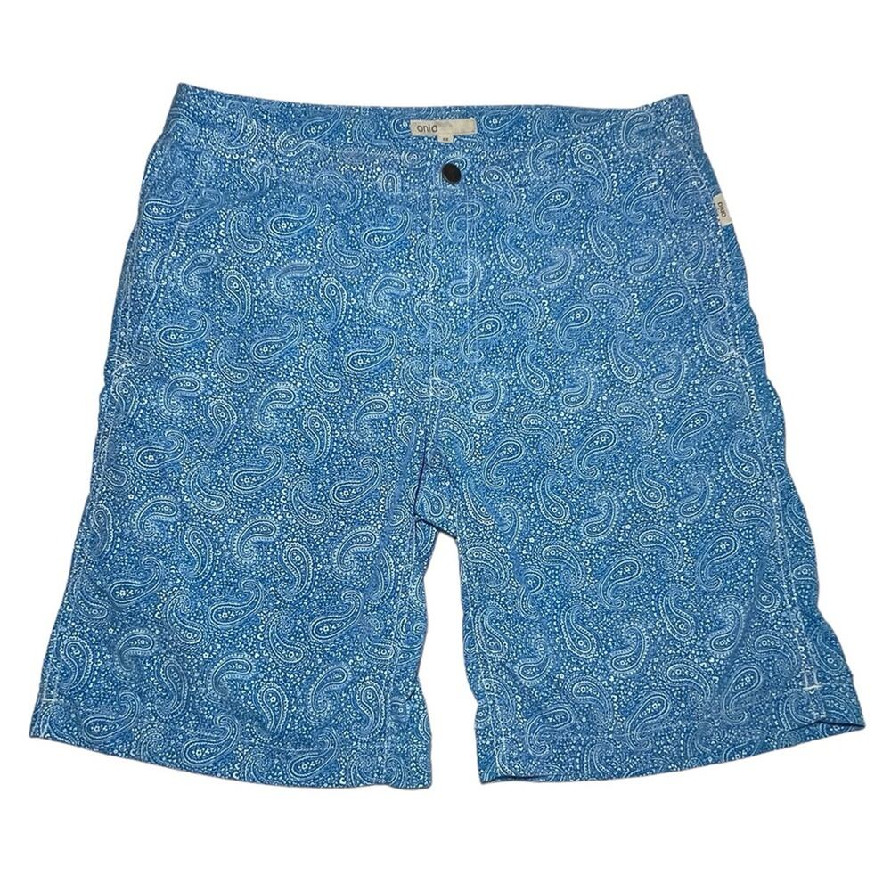 Onia The Calder 10” Swim Trunks Board Shorts in Aqua Paisley - Size 32